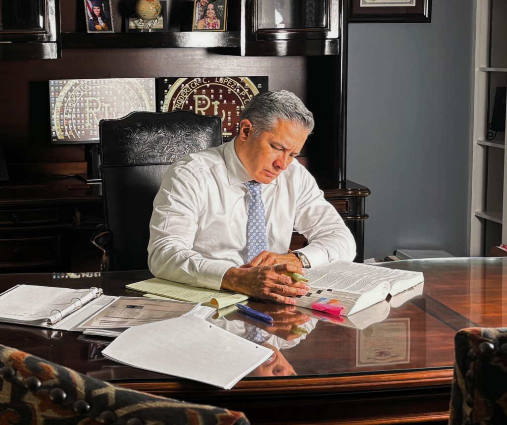 Attorney Roderick C. Lopez reviewing a Laredo car accident case